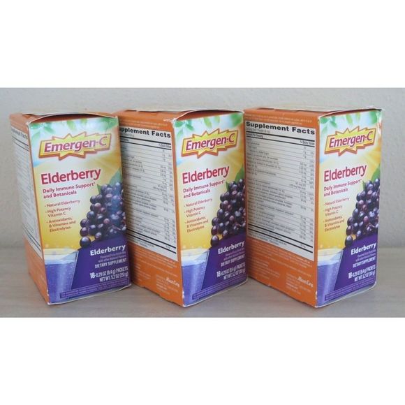 Emergen-C Elderberry Daily Immune Support & Botanicals,18 Packets (3 Boxes) - Picture 3 of 4